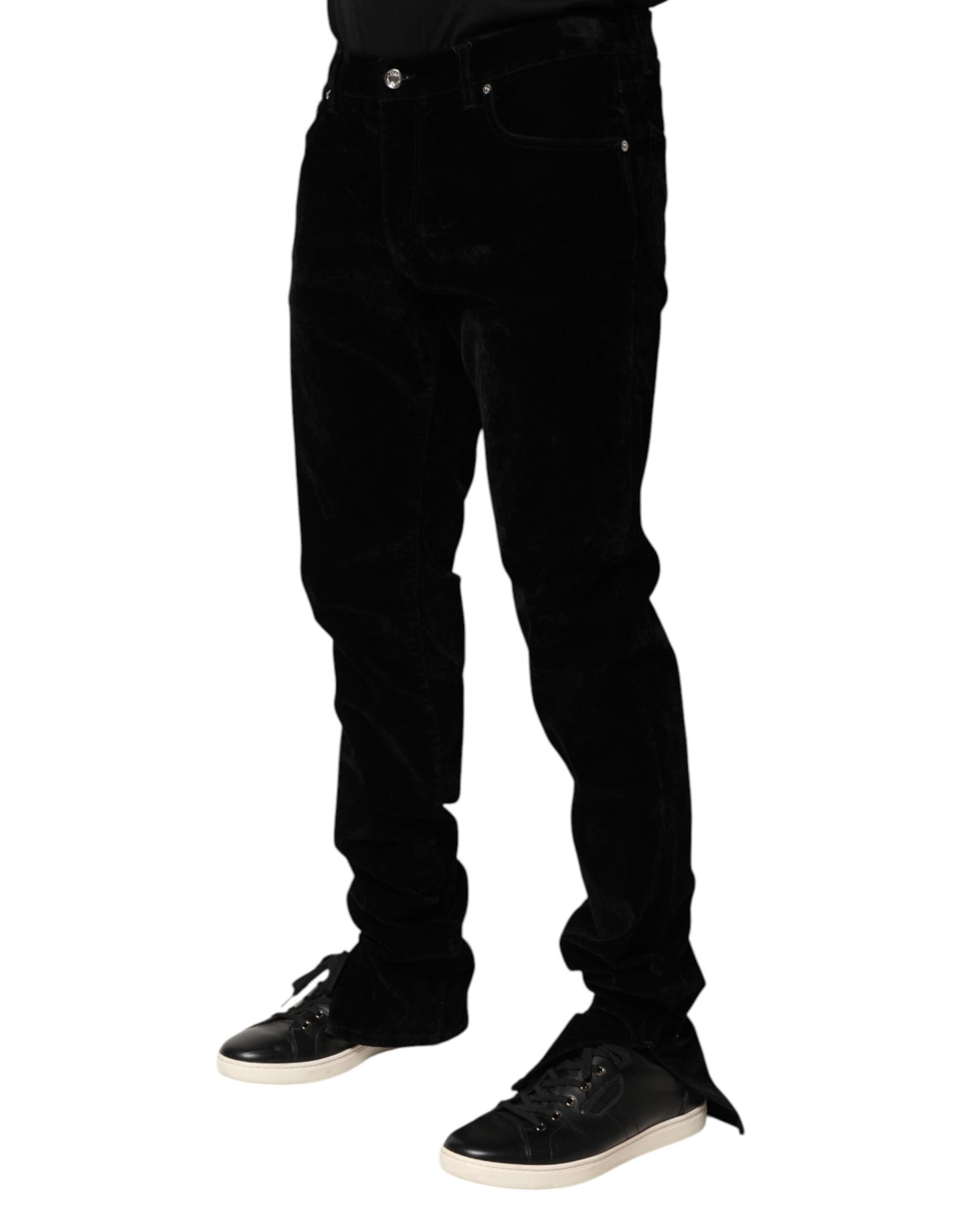 Dolce &amp; Gabbana Black Cotton Men Dress Formal Trouser Pants