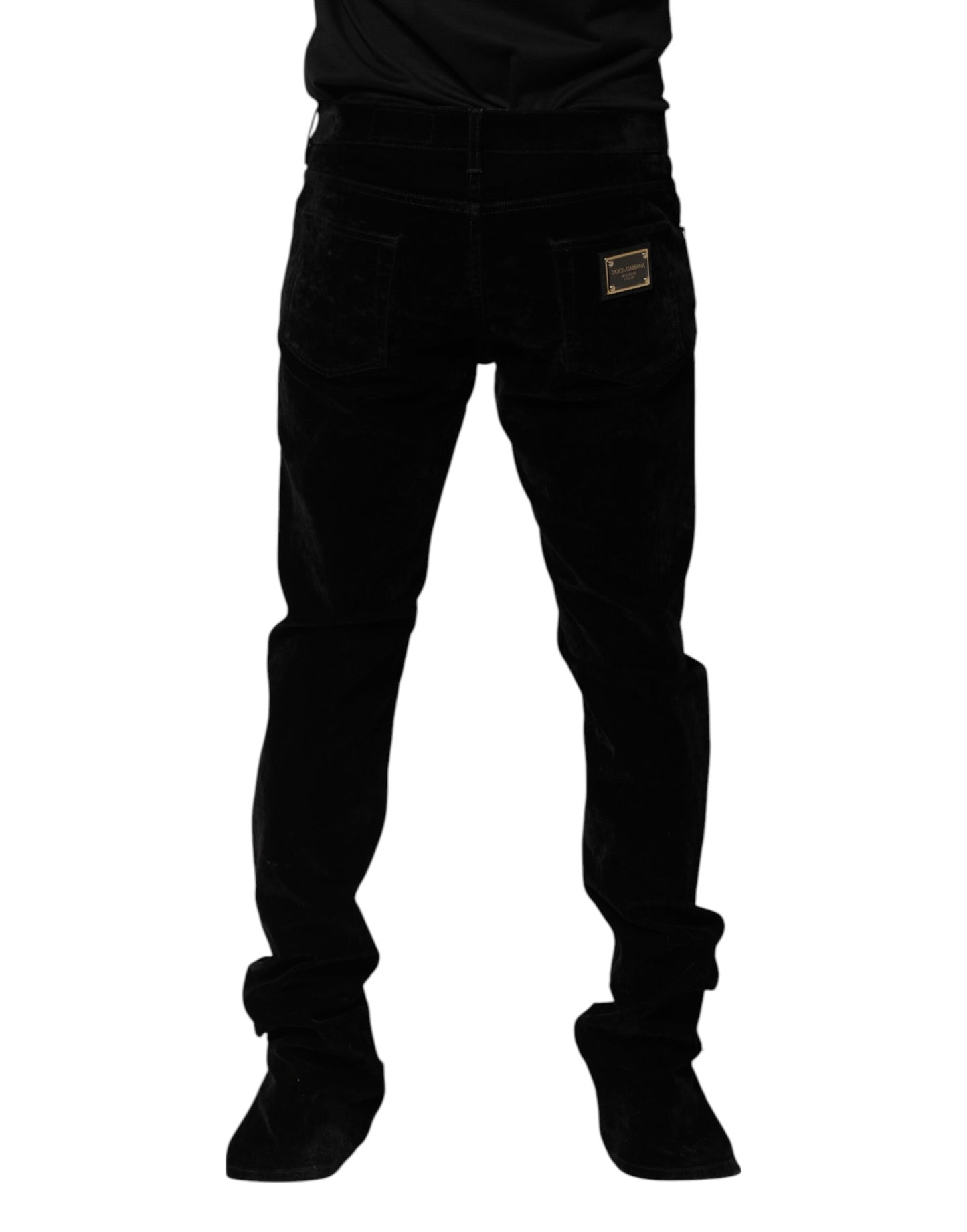 Dolce &amp; Gabbana Black Cotton Men Dress Formal Trouser Pants