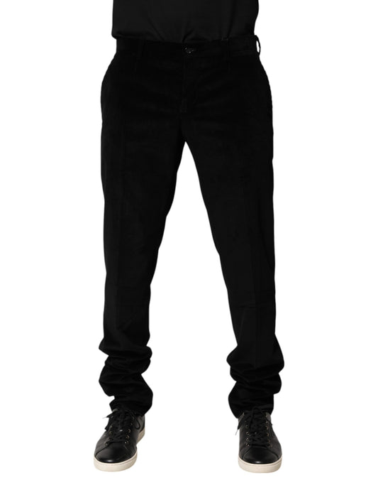 Dolce &amp; Gabbana Black Cotton Men Dress Formal Trouser Pants