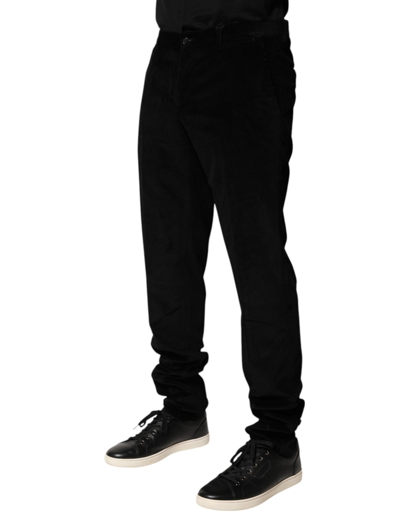 Dolce &amp; Gabbana Black Cotton Men Dress Formal Trouser Pants