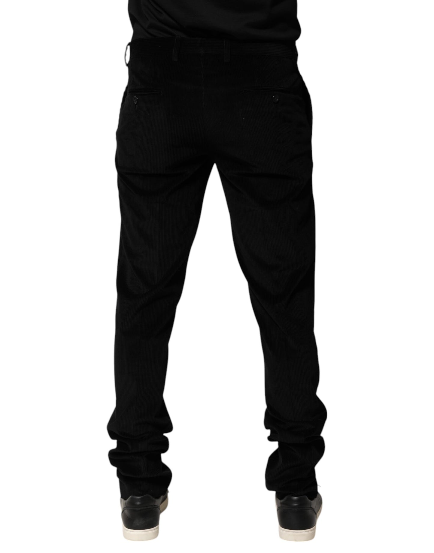 Dolce &amp; Gabbana Black Cotton Men Dress Formal Trouser Pants
