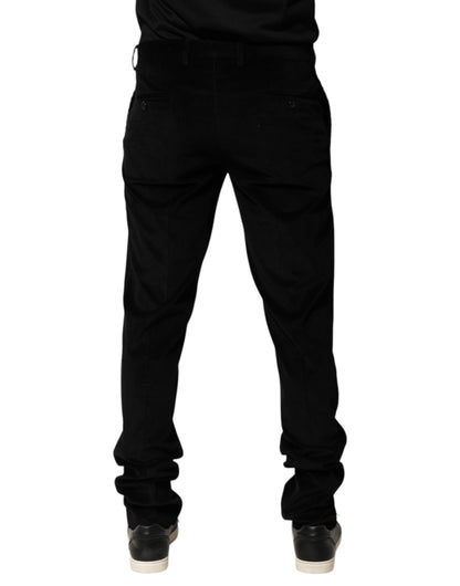 Dolce &amp; Gabbana Black Cotton Men Dress Formal Trouser Pants