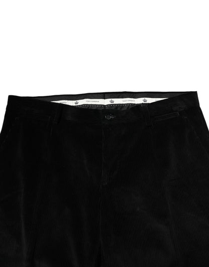 Dolce &amp; Gabbana Black Cotton Men Dress Formal Trouser Pants