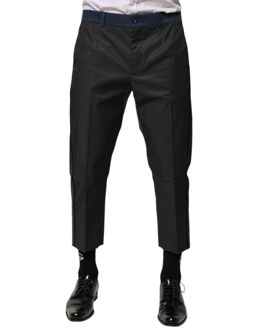 Dolce &amp; Gabbana Gray Blue Cotton 3/4 Chinos Crop Trouser Pants