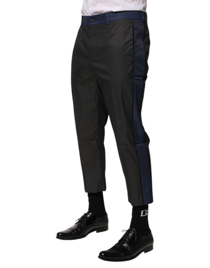 Dolce &amp; Gabbana Gray Blue Cotton 3/4 Chinos Crop Trouser Pants