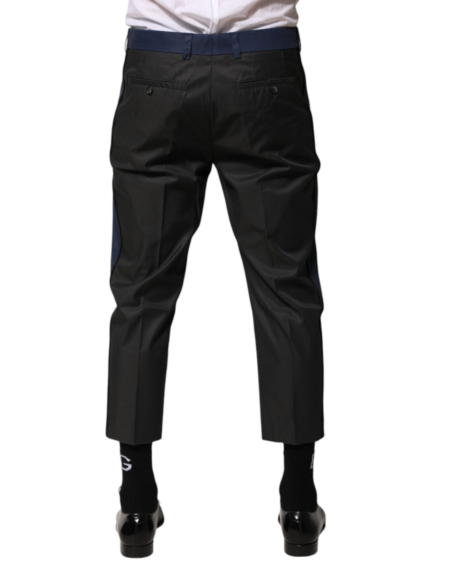 Dolce &amp; Gabbana Gray Blue Cotton 3/4 Chinos Crop Trouser Pants