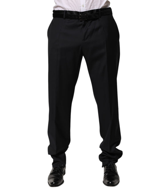 Dolce &amp; Gabbana Black Wool Men Formal Dress Trouser Pants