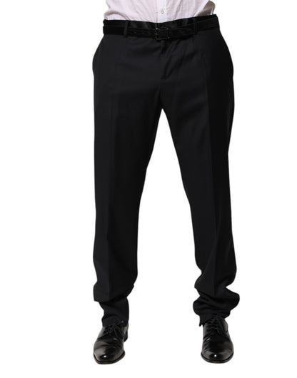 Dolce &amp; Gabbana Black Wool Men Formal Dress Trouser Pants