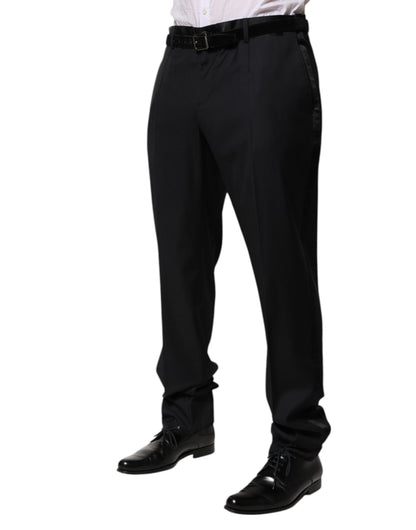 Dolce &amp; Gabbana Black Wool Men Formal Dress Trouser Pants