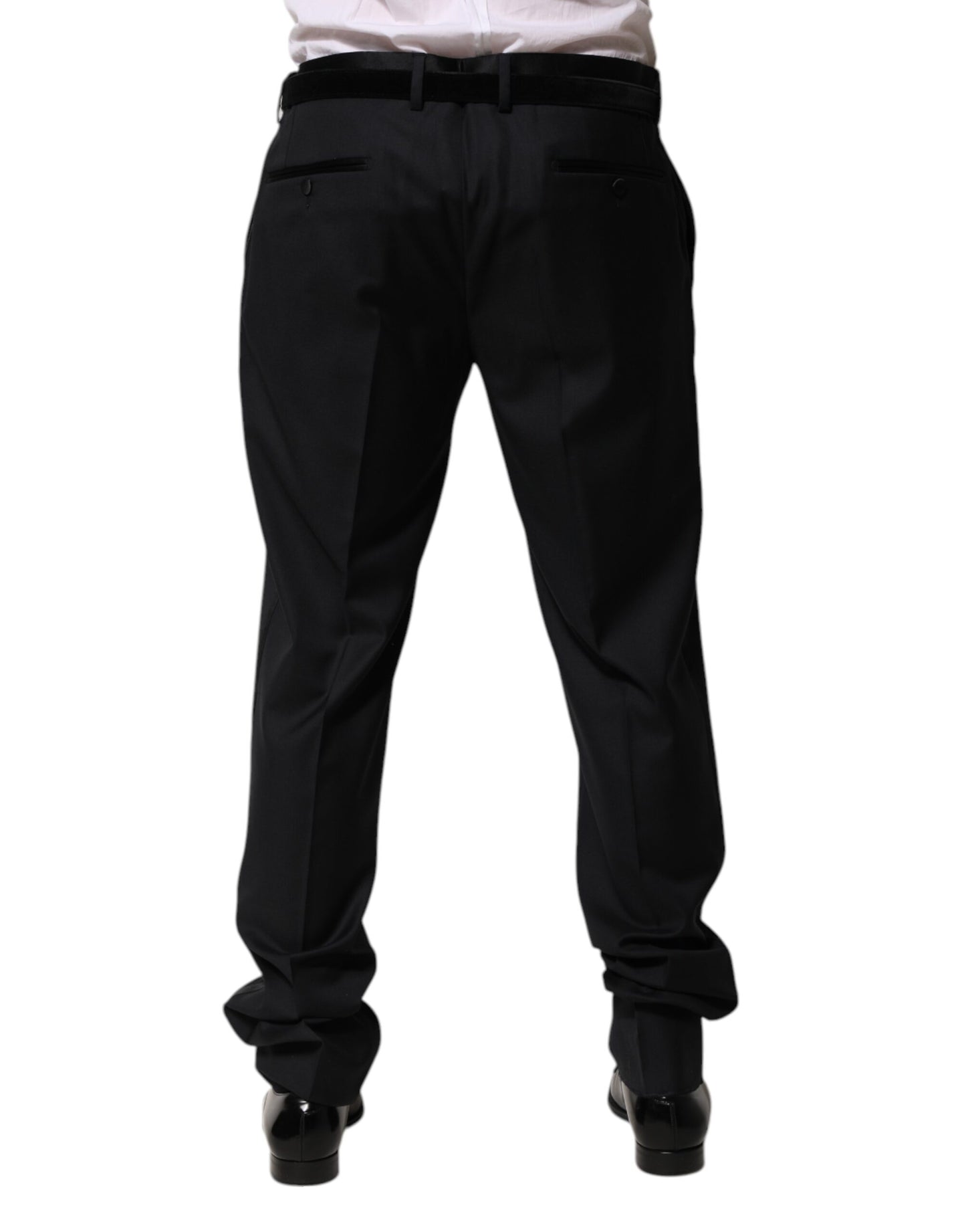 Dolce &amp; Gabbana Black Wool Men Formal Dress Trouser Pants