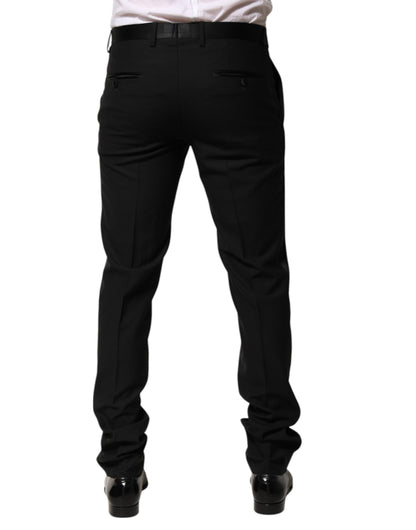 Dolce &amp; Gabbana Black Wool Tapered Formal Men Dress Pants