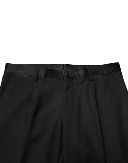 Dolce &amp; Gabbana Black Wool Tapered Formal Men Dress Pants