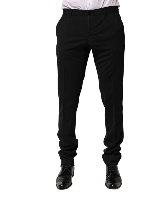 Dolce &amp; Gabbana Black Wool Tapered Formal Men Dress Pants