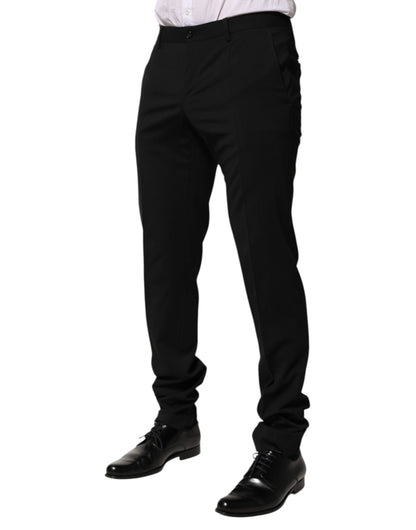 Dolce &amp; Gabbana Black Wool Tapered Formal Men Dress Pants
