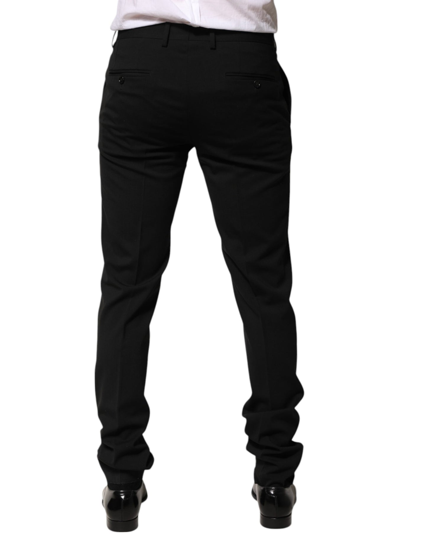 Dolce &amp; Gabbana Black Wool Tapered Formal Men Dress Pants