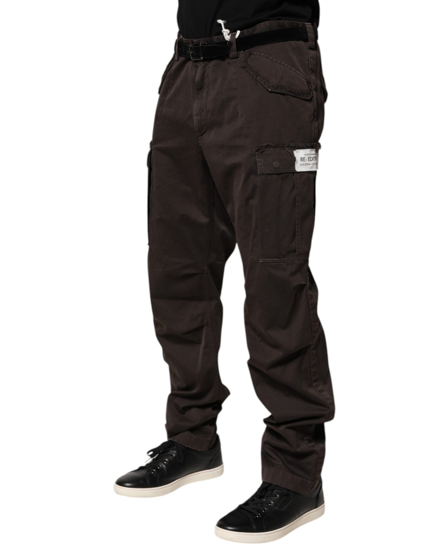 Dolce &amp; Gabbana Brown Cotton Stretch Cargo Men Trouser Pants