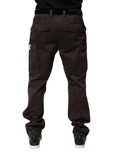 Dolce &amp; Gabbana Brown Cotton Stretch Cargo Men Trouser Pants