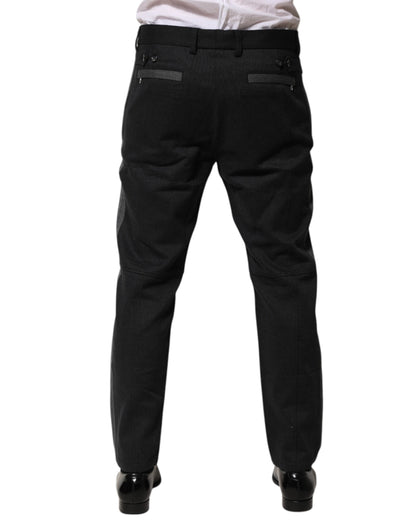 Dolce &amp; Gabbana Black Gray Cotton Dress Formal Trouser Pants