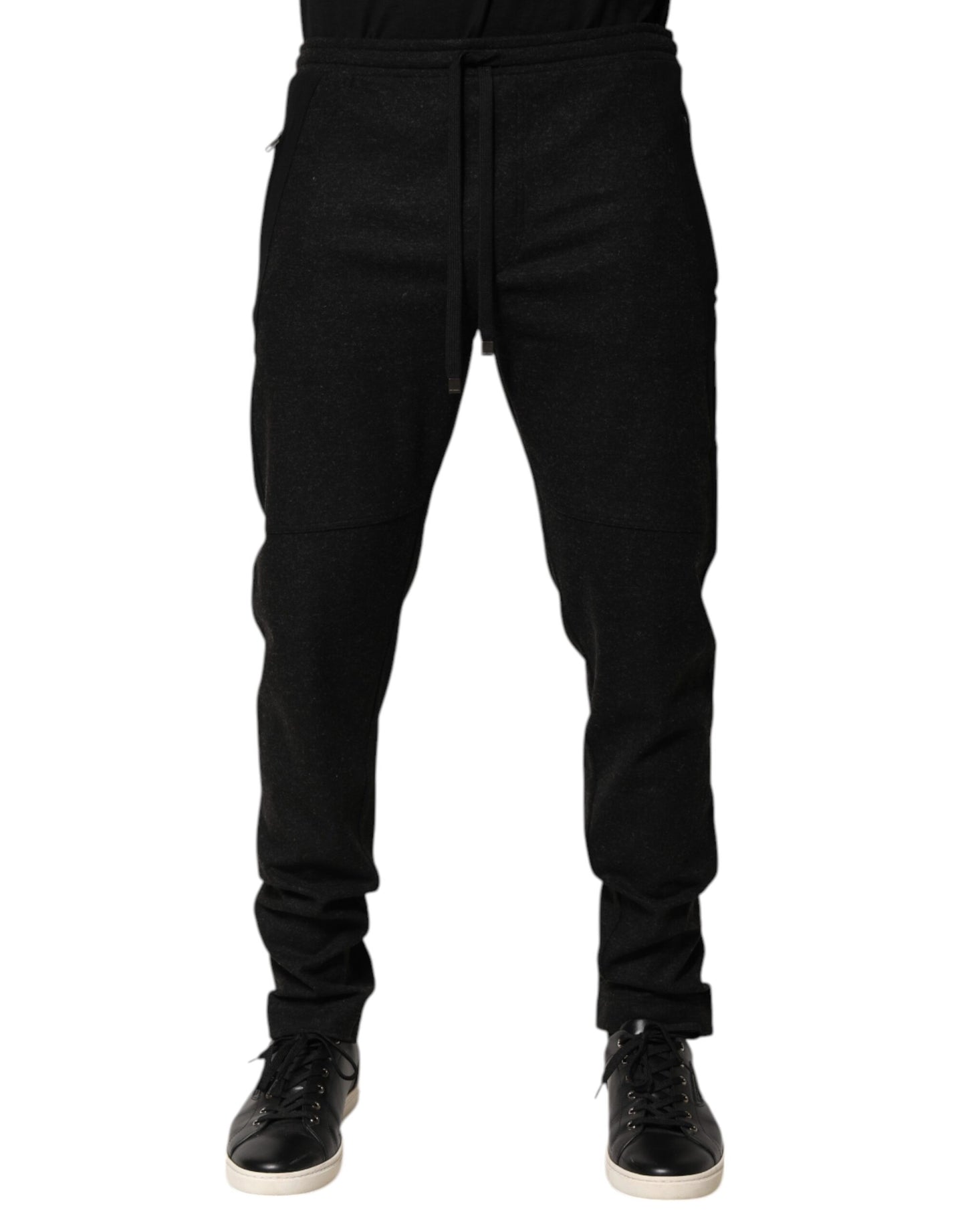 Dolce &amp; Gabbana Marl Black Wool Blend Jogger Sweatpants Pants