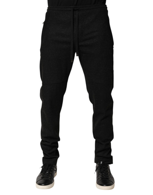 Dolce &amp; Gabbana Marl Black Wool Blend Jogger Sweatpants Pants