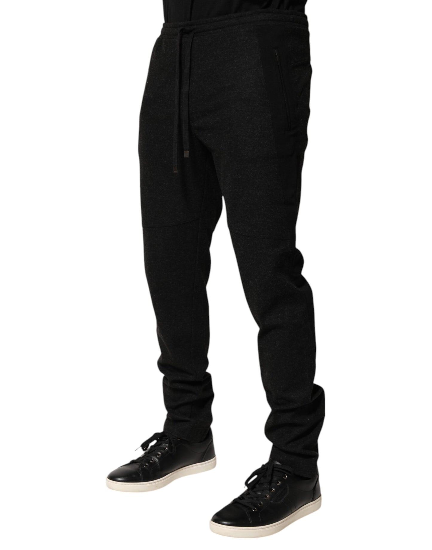 Dolce &amp; Gabbana Marl Black Wool Blend Jogger Sweatpants Pants