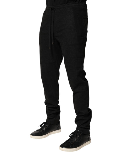 Dolce &amp; Gabbana Marl Black Wool Blend Jogger Sweatpants Pants
