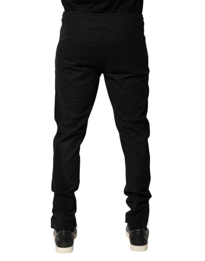 Dolce &amp; Gabbana Marl Black Wool Blend Jogger Sweatpants Pants