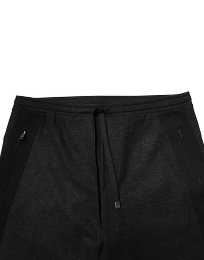 Dolce &amp; Gabbana Marl Black Wool Blend Jogger Sweatpants Pants