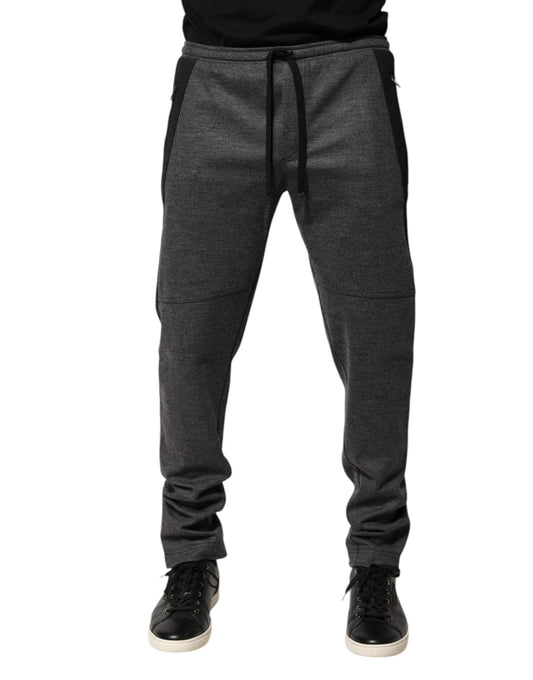 Dolce &amp; Gabbana Gray Black Wool Blend Jogger Sweatpants Pants
