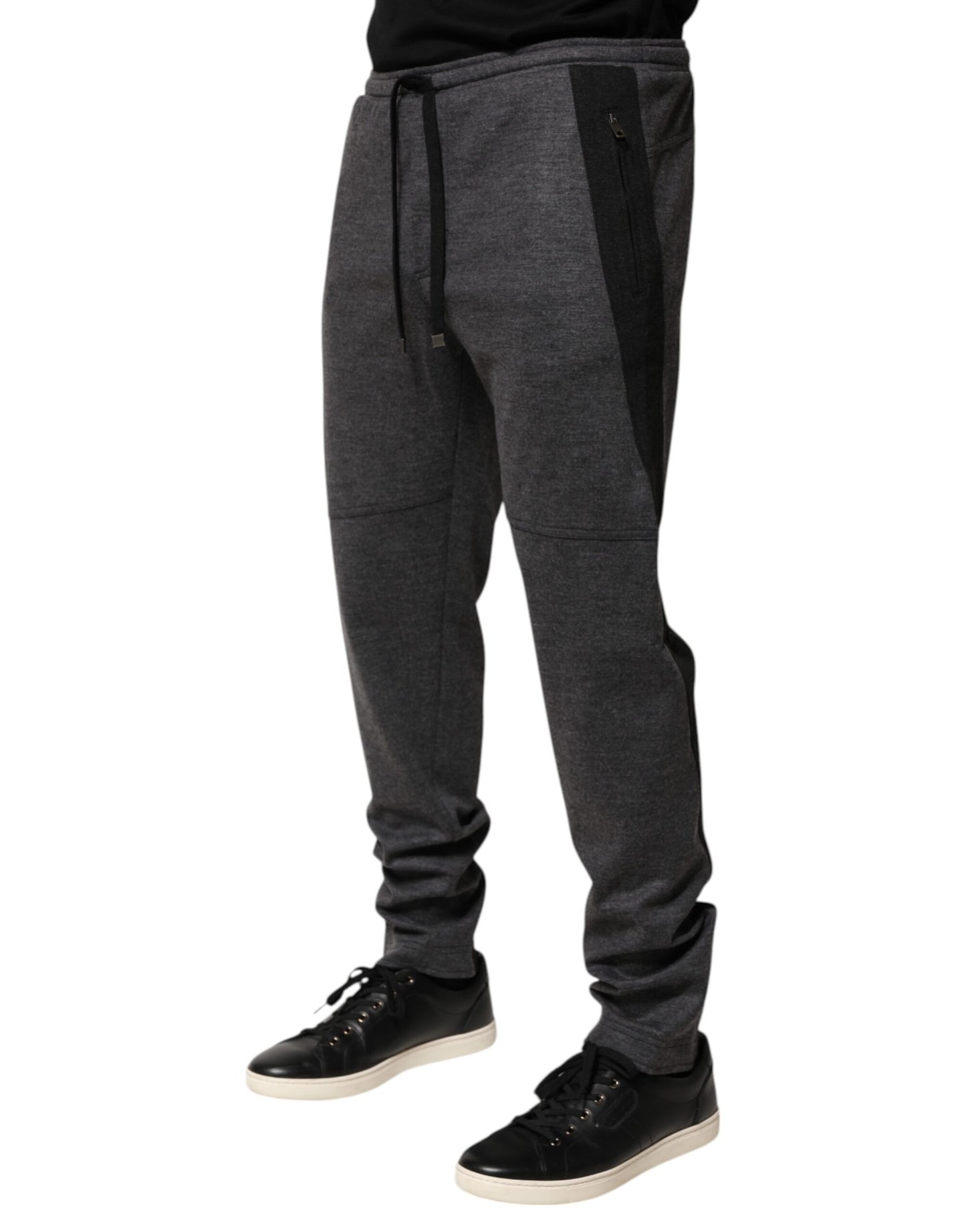 Dolce &amp; Gabbana Gray Black Wool Blend Jogger Sweatpants Pants