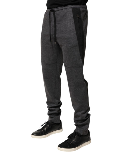 Dolce &amp; Gabbana Gray Black Wool Blend Jogger Sweatpants Pants
