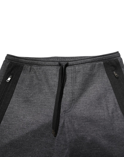 Dolce &amp; Gabbana Gray Black Wool Blend Jogger Sweatpants Pants