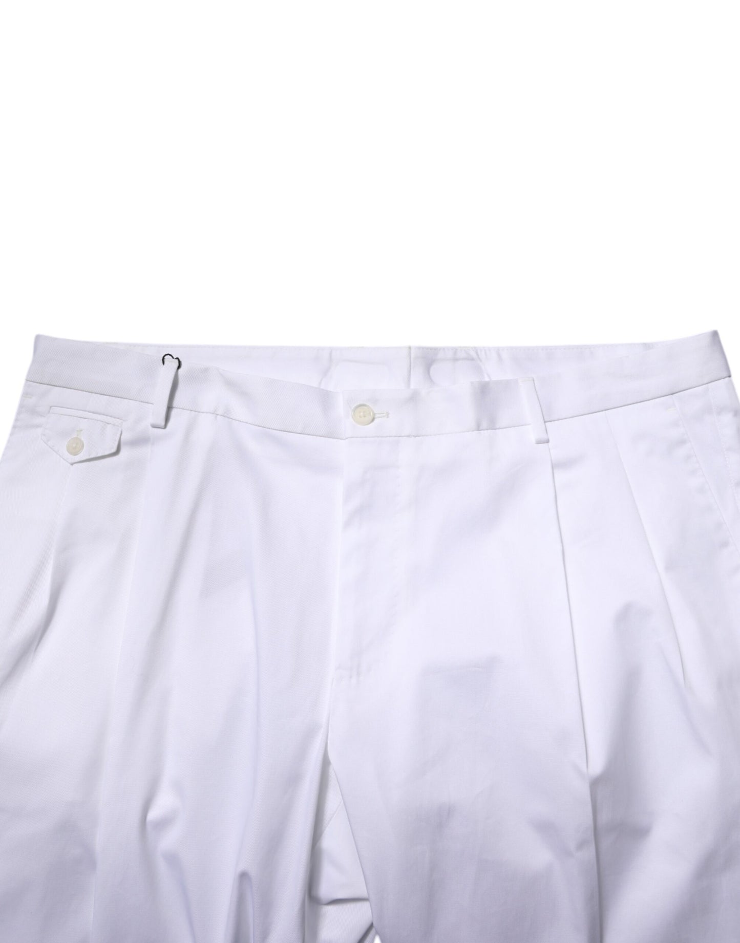 Dolce &amp; Gabbana White Cotton Dress Slim Formal Trouser Pants