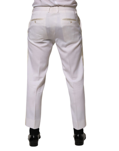 Dolce &amp; Gabbana White Polyester Tapered Formal Trouser Pants
