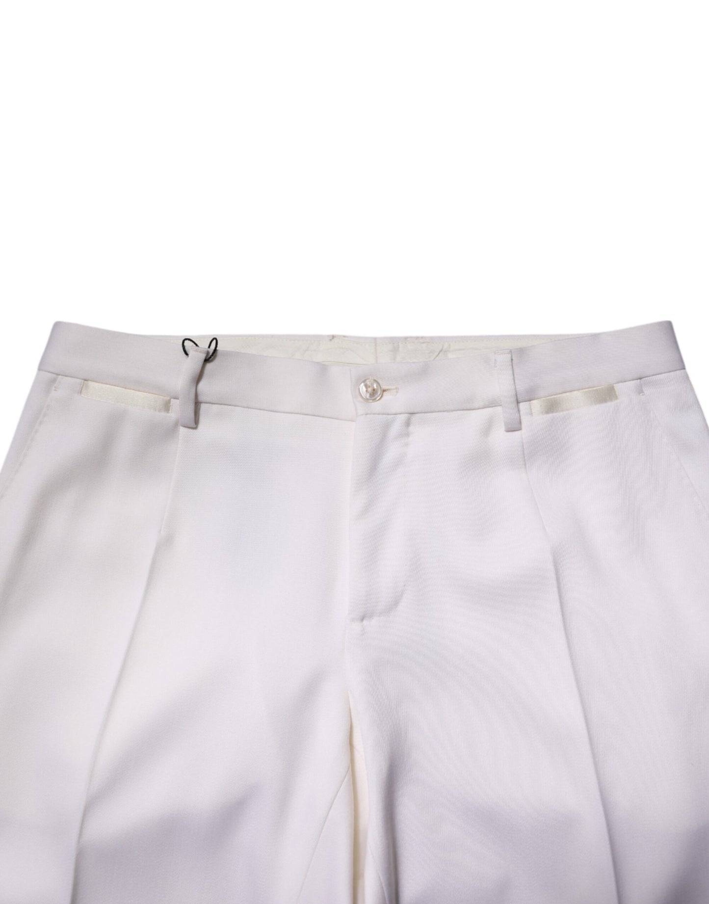 Dolce &amp; Gabbana White Polyester Tapered Formal Trouser Pants