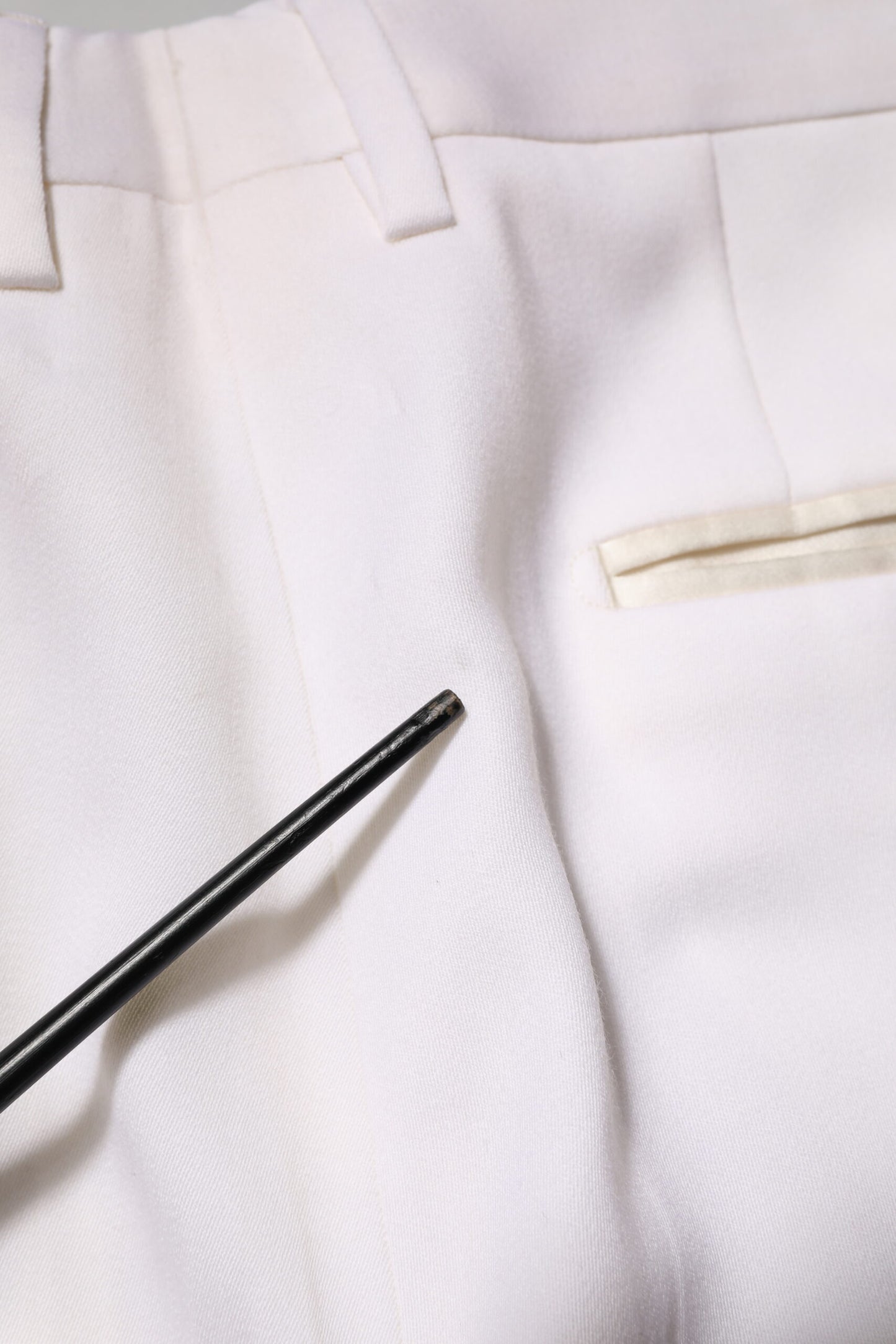 Dolce &amp; Gabbana White Polyester Tapered Formal Trouser Pants