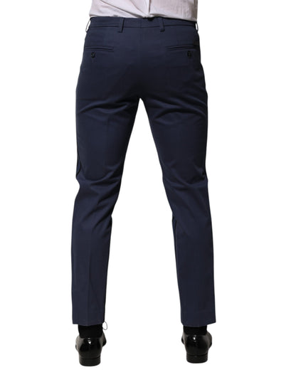 Dolce &amp; Gabbana Blue Cotton Tapered Men Formal Trousers Pants