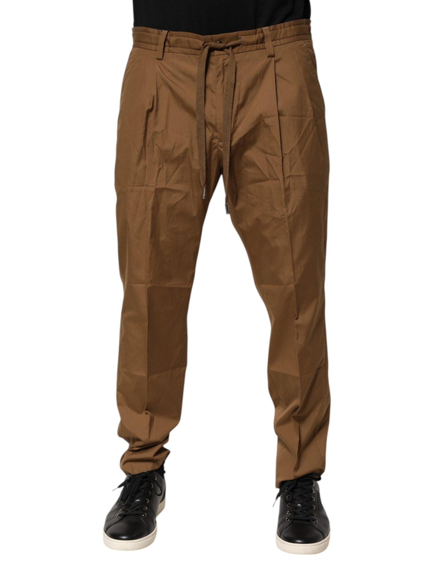 Dolce &amp; Gabbana Brown Cotton Chino Mid Waist Men Jogger Pants