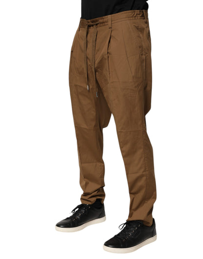 Dolce &amp; Gabbana Brown Cotton Chino Mid Waist Men Jogger Pants