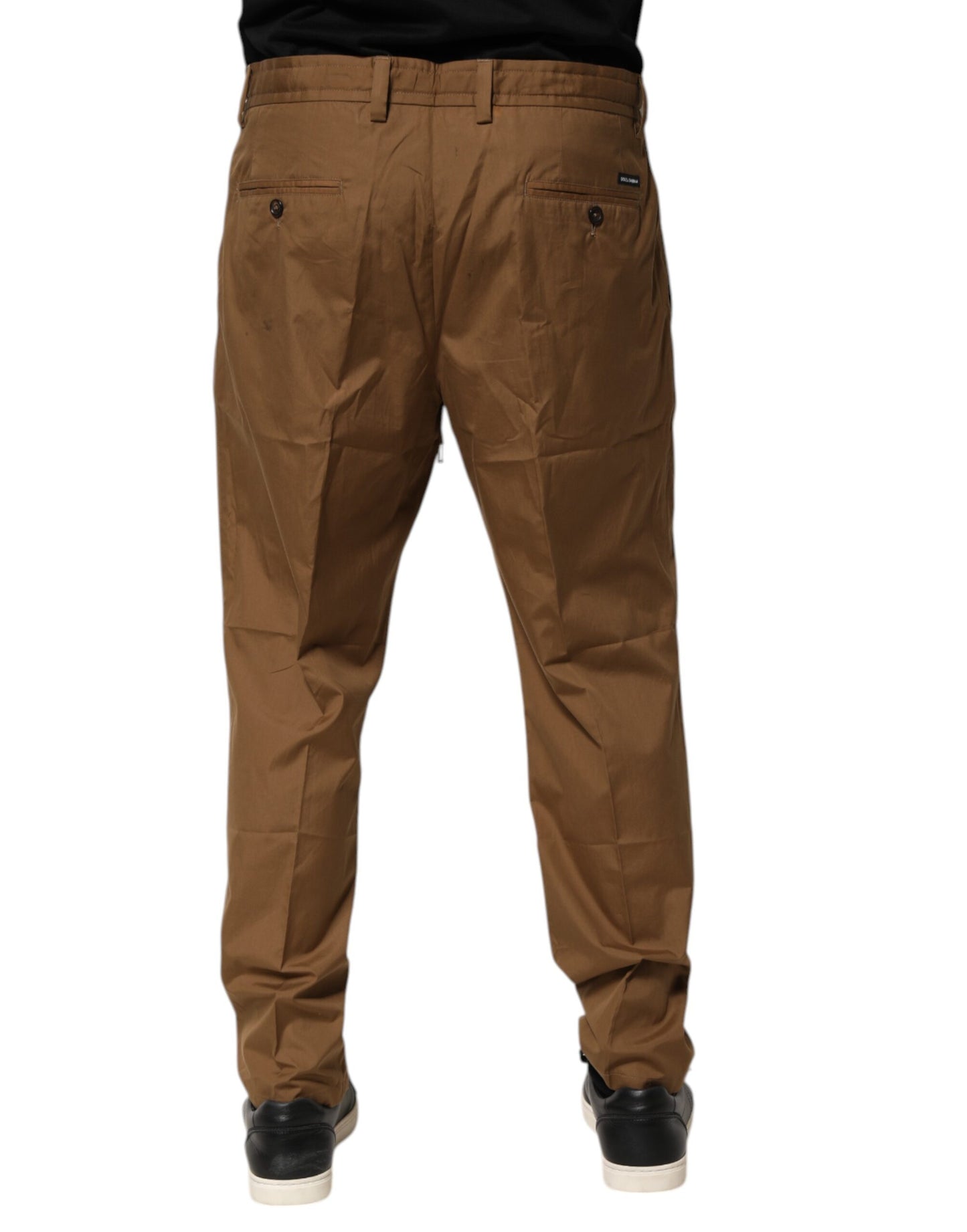 Dolce &amp; Gabbana Brown Cotton Chino Mid Waist Men Jogger Pants