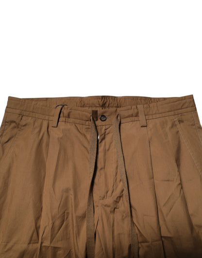 Dolce &amp; Gabbana Brown Cotton Chino Mid Waist Men Jogger Pants