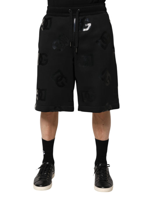 Dolce &amp; Gabbana Black Logo Cotton Bermuda Sweatshorts Shorts
