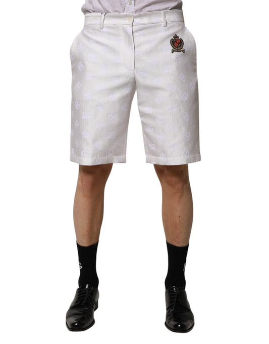 Dolce &amp; Gabbana White DNA DG Patch Logo Cotton Trouser Shorts