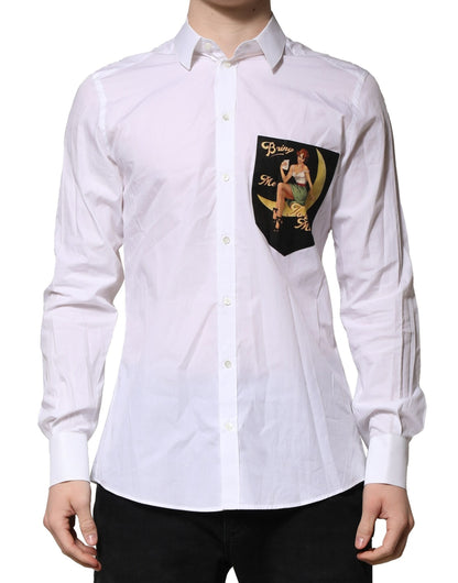 Dolce &amp; Gabbana White Cotton MARTINI Long Sleeves Formal Shirt