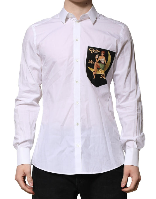 Dolce &amp; Gabbana White Cotton MARTINI Long Sleeves Formal Shirt
