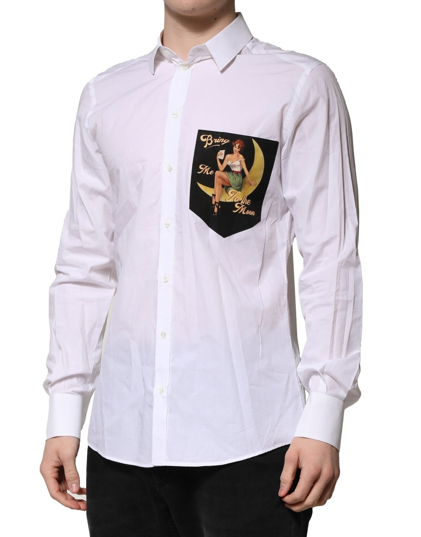 Dolce &amp; Gabbana White Cotton MARTINI Long Sleeves Formal Shirt