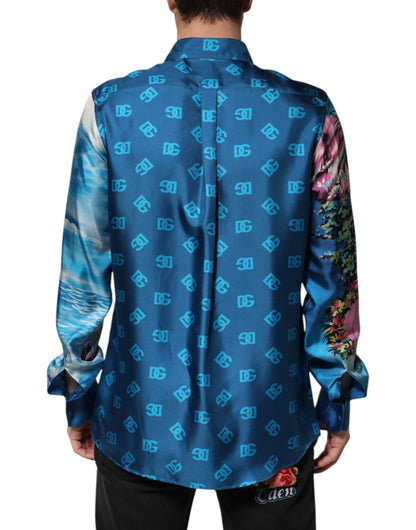Dolce &amp; Gabbana Multicolor Silk DG Long Sleeves Formal Shirt