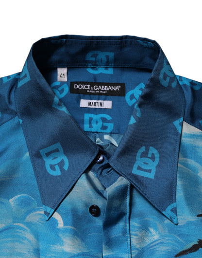 Dolce &amp; Gabbana Multicolor Silk DG Long Sleeves Formal Shirt