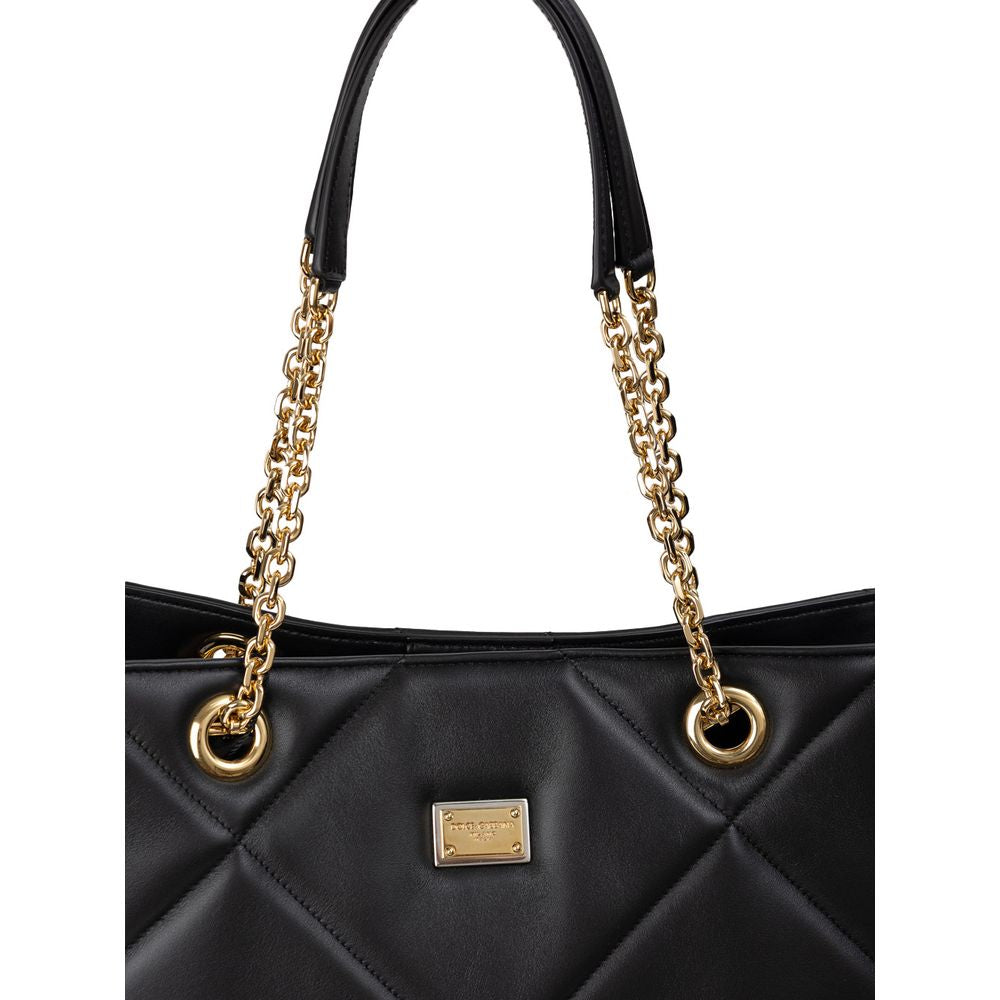 Dolce &amp; Gabbana Black Leather Tote Bag