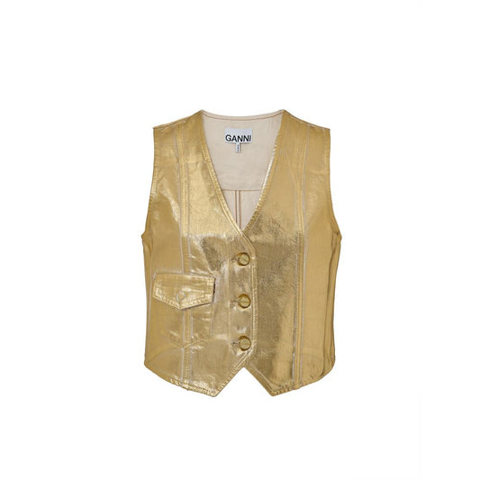 Ganni Gold Cotton Slevelless Jacket